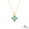 Pear shaped Natural Emerald and Diamond Four-Leaf Clover Pendant in 14K Gold Gift for her