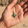 Pear shaped Natural Emerald and Diamond Four-Leaf Clover Pendant in 14K Gold Gift for her