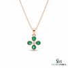 Pear shaped Natural Emerald and Diamond Four-Leaf Clover Pendant in 14K Gold Gift for her