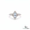 Marquise Aquamarine & Diamond Halo Ring - Promise Ring For Her