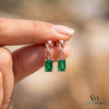 Emerald cut Natural Emerald and Diamond Twist Drop Earrings in 14K Gold Wedding Gift for her