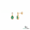 2.30 Carat Pear-Shaped Natural Emerald and Diamond Halo Drop Earrings in 18k Gold