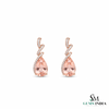 Natural Morganite Pear Cut Drop Earrings with Diamond Accents - Gemstone Jewelry Gift