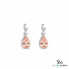 Natural Morganite Pear Cut Drop Earrings with Diamond Accents - Gemstone Jewelry Gift