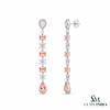 Morganite and Diamond Dangle Earrings –Elegant Bridal Jewelry