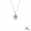 Pink Morganite Oval Pendant With Diamond Accent Halo - Romantic Gift For Women