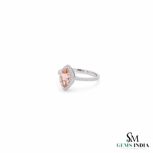 Morganite Marquise And Diamond Ring For Her - Engagement Ring
