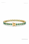 Natural Emerald oval cut diamond tennis bracelet gold | Natural emerald diamond tennis bracelet gold | Emerald big oval cut tennis bracelet