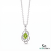 Natural Peridot Pear Cut Pendant with Diamond Halo – Elegant Gift for Her