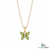 Pear Cut Peridot and Diamond Butterfly Pendant - Green Gemstone Jewelry