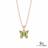 Pear Cut Peridot and Diamond Butterfly Pendant - Green Gemstone Jewelry