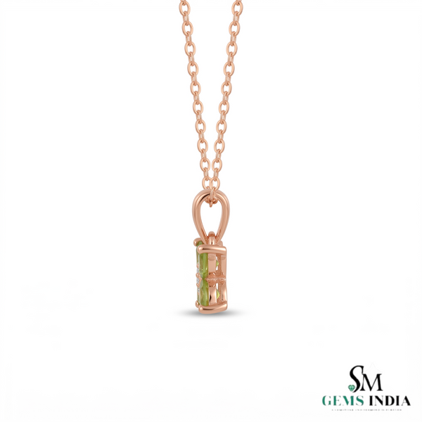Pear Cut Peridot and Diamond Butterfly Pendant - Green Gemstone Jewelry