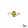Oval Peridot Wave Ring With Diamond Accents – Elegant Fine Jewelry For Women