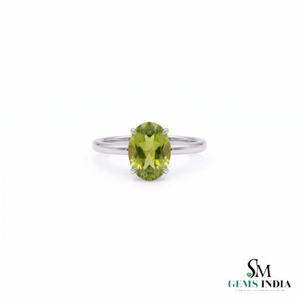 Oval Peridot Solitaire Ring- Gift For Her