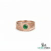 Round Cut Emerald Statement Band - Men’s Green Emerald Signet Ring