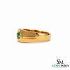 Round Cut Emerald Statement Band - Men’s Green Emerald Signet Ring