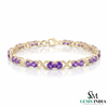 Round Cut Amethyst Infinity Link Bracelet with Diamond Accents