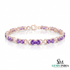 Round Cut Amethyst Infinity Link Bracelet with Diamond Accents