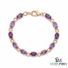 Natural Oval Amethyst Link Bracelet – Anniversary Gift for Her
