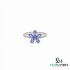 Oval & Round Tanzanite Flower Ring - Statement Ring for Women