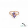Natural Tanzanite and Diamond Marquise Ring - Vintage Inspired Ring