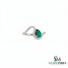 Pear Cut Emerald and Diamond Infinity Wave Ring - Promise ring for her
