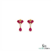 Pear Cut Ruby & Diamond Leaf Drop Earrings - Elegant Ruby Dangle Statement Earrings for Women
