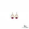 Elegant Oval Ruby & Diamond Teardrop Dangle Earrings - Statement Jewelry For Her