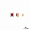 Oval Ruby Halo Stud Earrings With Diamond Accents – Elegant Fine Jewelry For Women