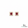 Oval Ruby Halo Stud Earrings With Diamond Accents – Elegant Fine Jewelry For Women