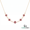 Round Natural Ruby Flower Blossom Necklace - Luxury Gift For Her