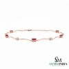 Ruby Red Oval Gemstone & Diamond Accent Wave Necklace for Women