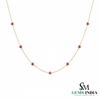 Minimalist Round Ruby Station Necklace - Anniversary Gift for Her