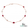 Ruby Red Oval Gemstone & Diamond Accent Wave Necklace for Women
