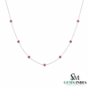 Minimalist Round Ruby Station Necklace - Anniversary Gift for Her