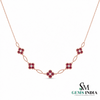 Round Natural Ruby Flower Blossom Necklace - Luxury Gift For Her