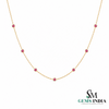 Minimalist Round Ruby Station Necklace - Anniversary Gift for Her