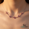 Round Natural Ruby Flower Blossom Necklace - Luxury Gift For Her