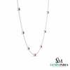 Minimalist Round Ruby Station Necklace - Anniversary Gift for Her