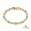 Oval Natural Emerald Bracelet - Elegant Green Gemstone Jewelry