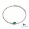 Diamond Tennis Bracelet with Emerald cut Emerald Center Stone - Gift for Her