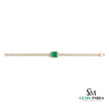 Diamond Tennis Bracelet with Emerald cut Emerald Center Stone - Gift for Her