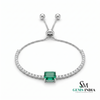 Emerald-Cut Emerald & Diamond Adjustable Tennis Bracelet - Fine Emerald Jewelry Gift