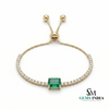Emerald-Cut Emerald & Diamond Adjustable Tennis Bracelet - Fine Emerald Jewelry Gift