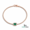 Diamond Tennis Bracelet with Emerald cut Emerald Center Stone - Gift for Her