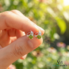 Natural Round Peridot Leaf Stud Earrings - Minimalist Fine Jewelry Gift for Women