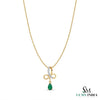 Natural Pear Shape Emerald Infinity Pendant With Diamond Accent - Green Gemstone Jewelry