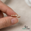 Round Opal & Diamond Engagement Ring - Dainty Opal Promise Ring