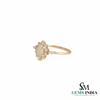 Oval Opal Halo Ring with Diamond - Promise Ring for Women Accents