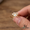 Vintage Oval Opal and Diamond Crown Ring - October Birthstone Jewelry